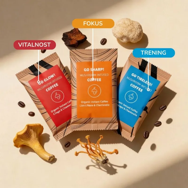 Mushroom Cups Try them All bundle with three mushroom coffee blends GO SHARP GO GLOW GO TIRELESS