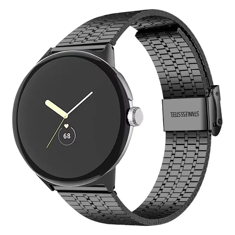 The Pixel Case Classic Stainless Steel Bracelet for Google Pixel Watch 4 in sleek metal finish