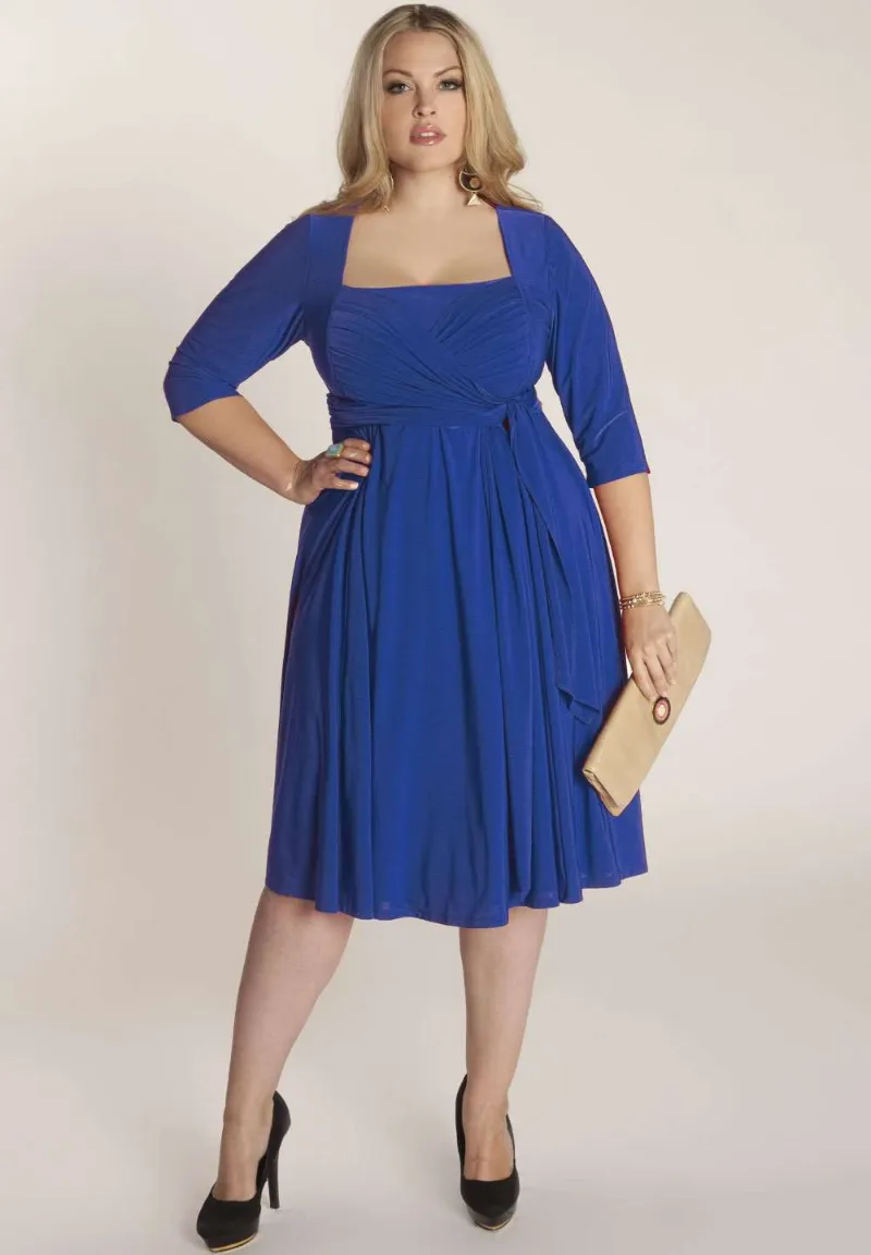 IGIGI Nellie Wrap Dress In Royal Blue (Made To Order) showing a modern A-line silhouette