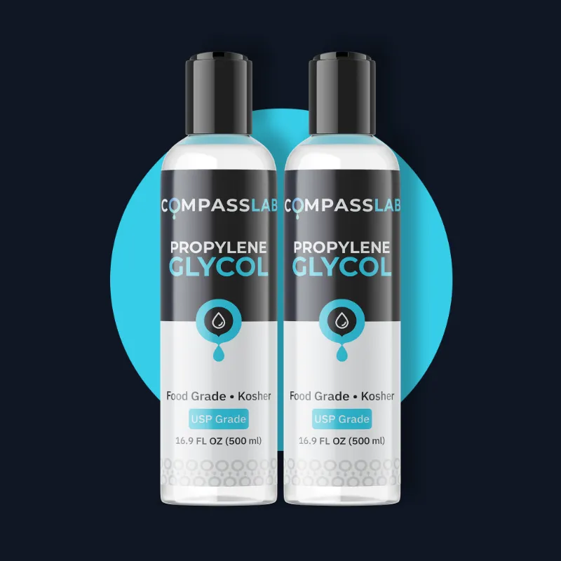 Compass Laboratory Propylene Glycol 2 Pack squeezable bottles side by side