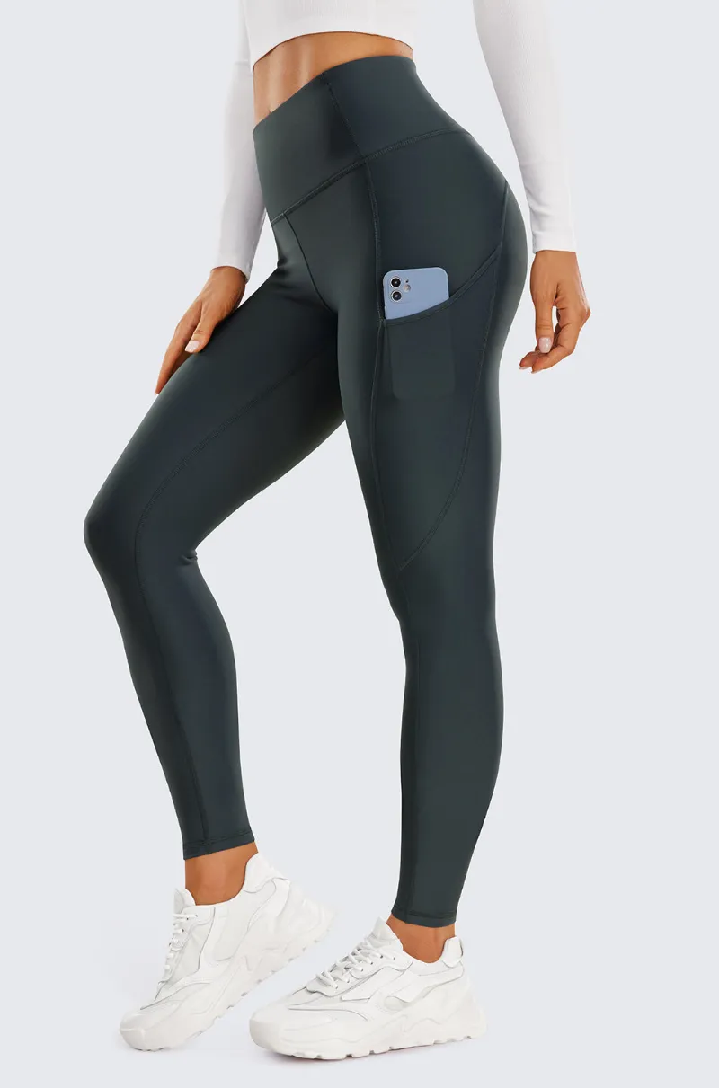 Essenther Global Fleece Lined Leggings with Pockets 28'' in full-length design with side pockets