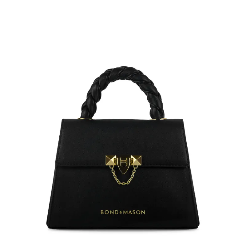 Bond & Mason The Ella Handbag in black with structured vegan leather design