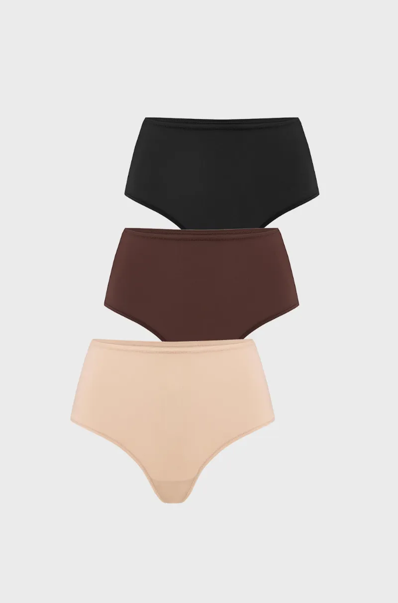 Essenther Global Inbarely Soft High Rise Thongs 3 Pack with seamless T-back design