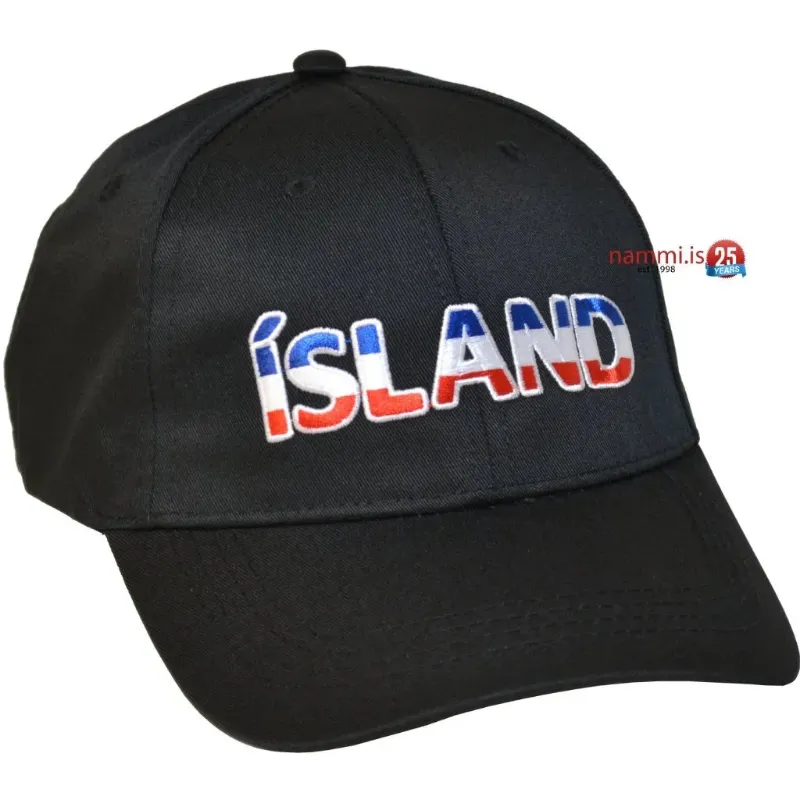 Nammi Cap Icelandic Flag / Black no.4 featuring black baseball cap with Icelandic flag emblem