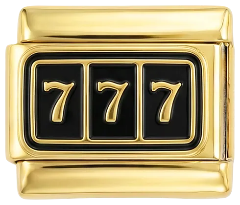 Charms Official 777 on Black Plate on Gold charm
