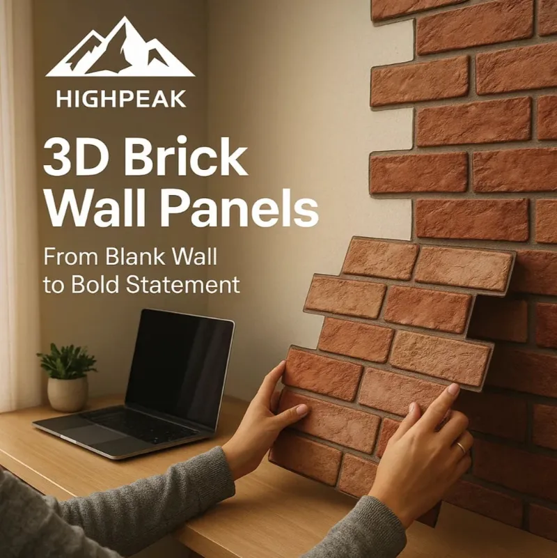 HighPeak 3D Brick Wall Panels on a kitchen wall, realistic brick texture with bold 3D depth