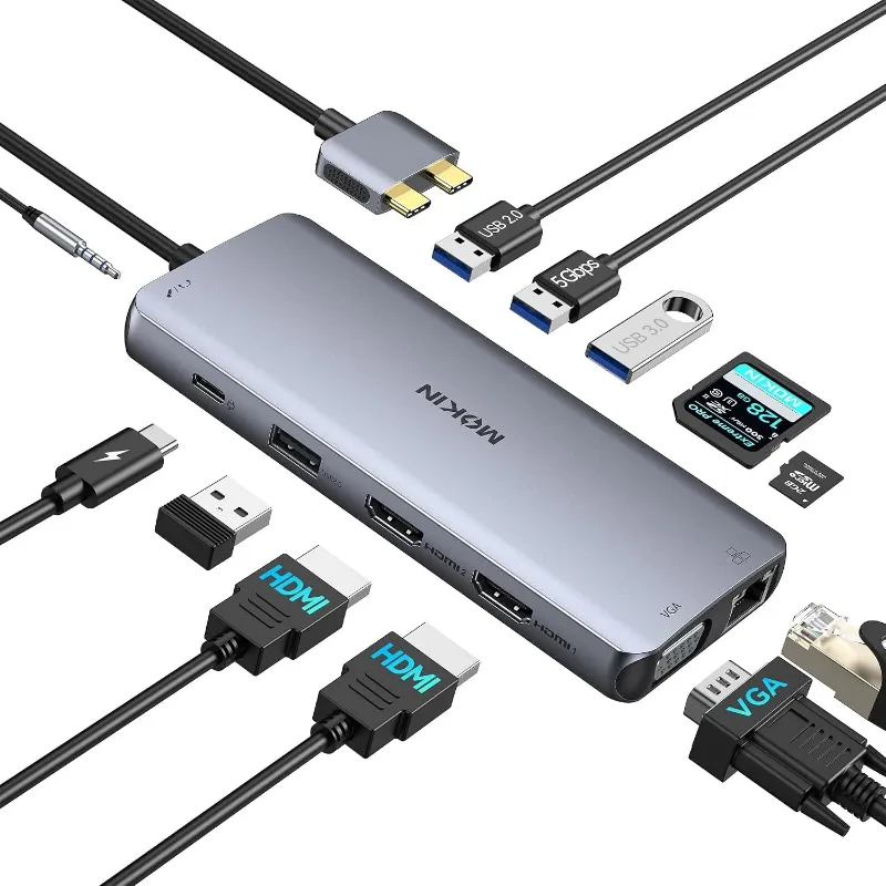 MOKiN 12 in 1 MacBook Pro docking station for dual monitor setup
