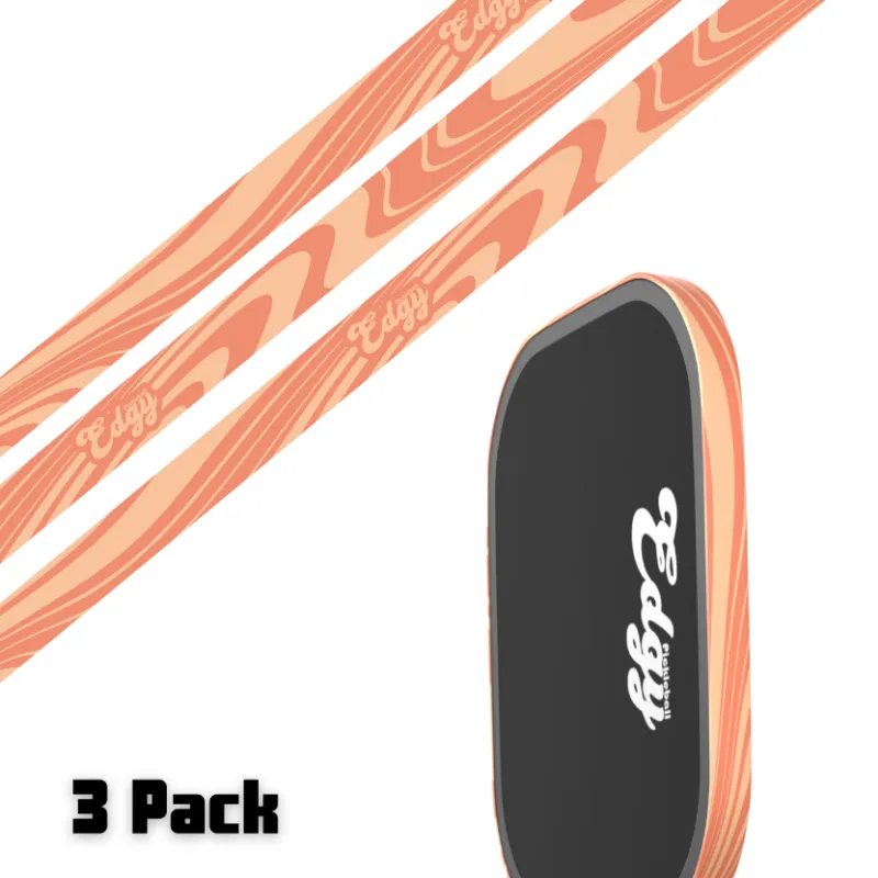 SLYCE Sport Groovy Coral Edge Tape 3 pack for pickleball paddle in retro wave pattern