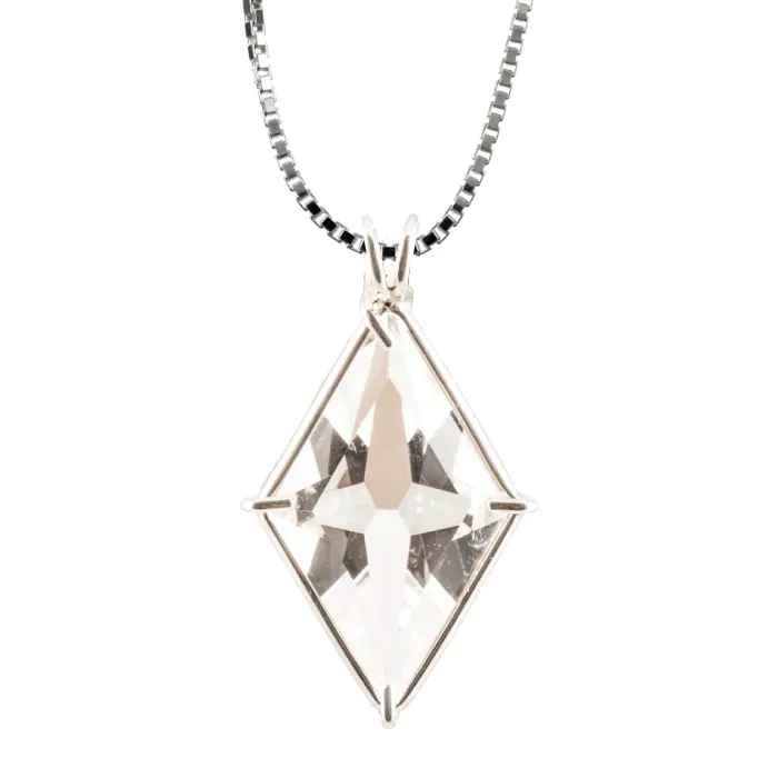 VOLTLIN Quartz Ascension Star Chain Pendant with clear quartz in sterling silver frame