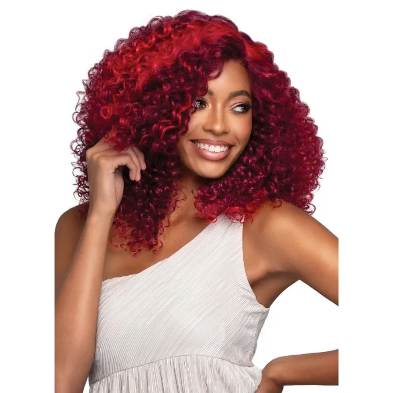 Hairsofly Shop Bobbi Boss Nu Lace Synthetic Glueless Lace Wig MLF1102 Lorelai, medium brown lace front wig on display