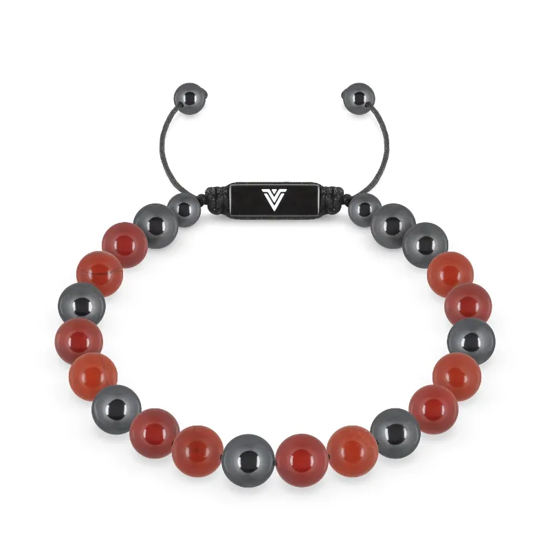 VOLTLIN Aries Zodiac Shambala Bracelet with red and black stones on black cord