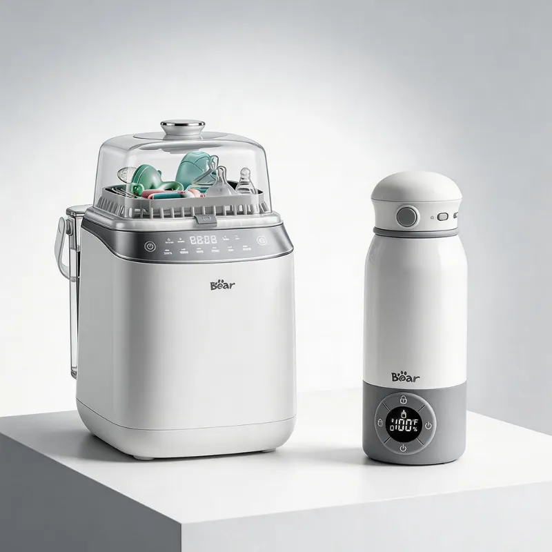 Bearforbaby bottle washer pro and portable bottle warmer bundle showing home and travel solutions