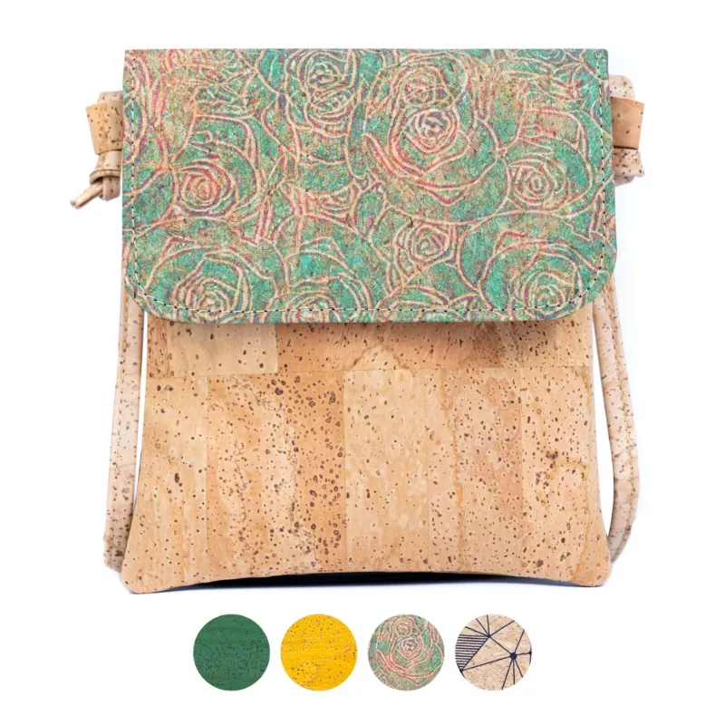 Corkadia Cork Crossbody Bag BAGP-345, natural cork shoulder bag with flap closure and adjustable strap