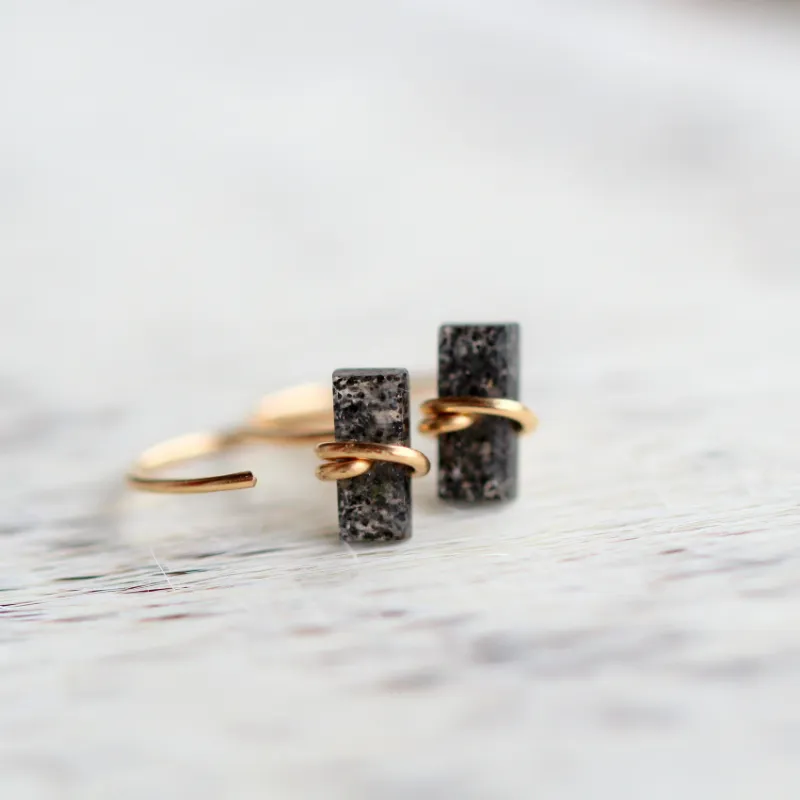 Spirit Nest Black Sunstone Hug Hoops minimalist gemstone earrings with baguette stones