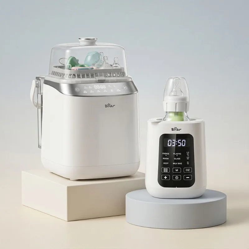 Bearforbaby Bear Bottle Washer Pro and Bear Baby Bottle Warmer Bundle, both units shown side by side