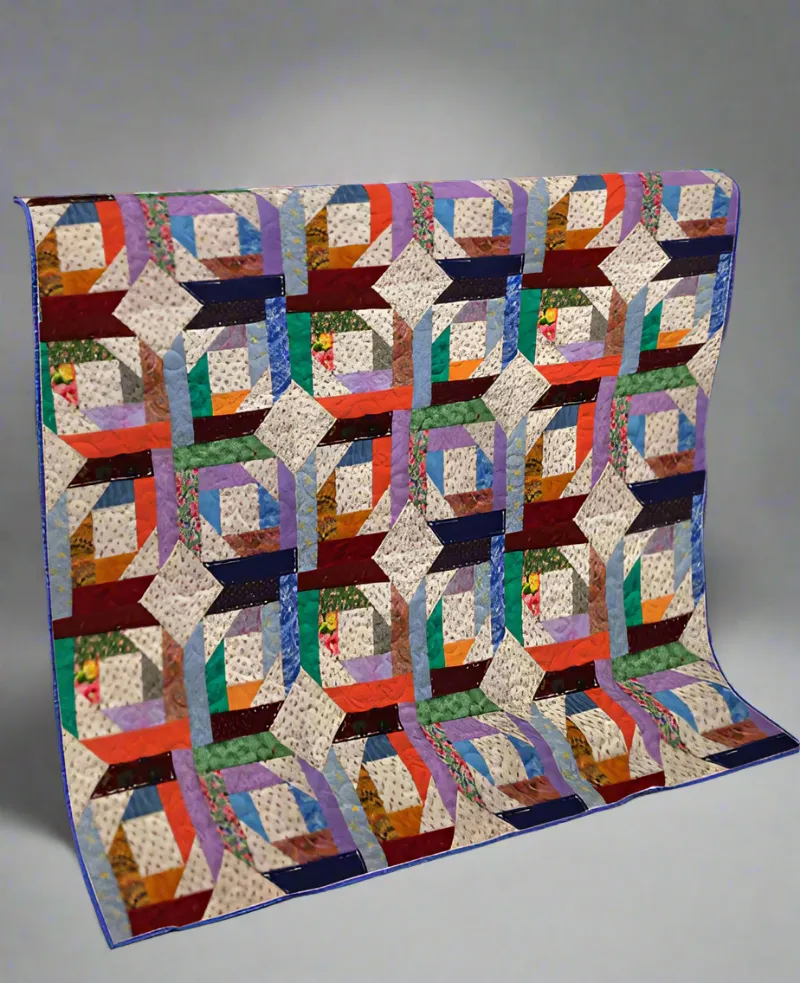 Boho Blanket Cottage Windows Quilt Pattern, a bold window-style quilt design