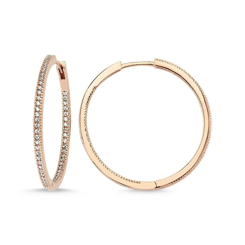 Amorium Jewelry Dainty Simple Silver Double Sided Hoop Earrings, pair of silver hoops with double-sided design
