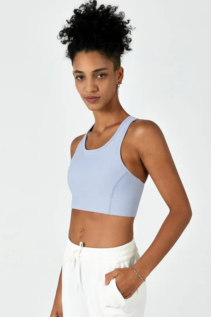 SALTUM Hitense™ Racerback Sports Bra with T-shaped back straps and padded support