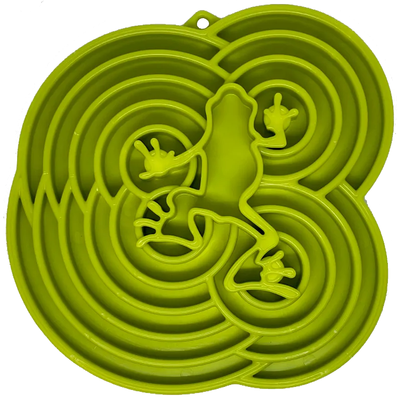 Soda Pup Water Frog eTray shallow slow feeder dog bowl with frog design