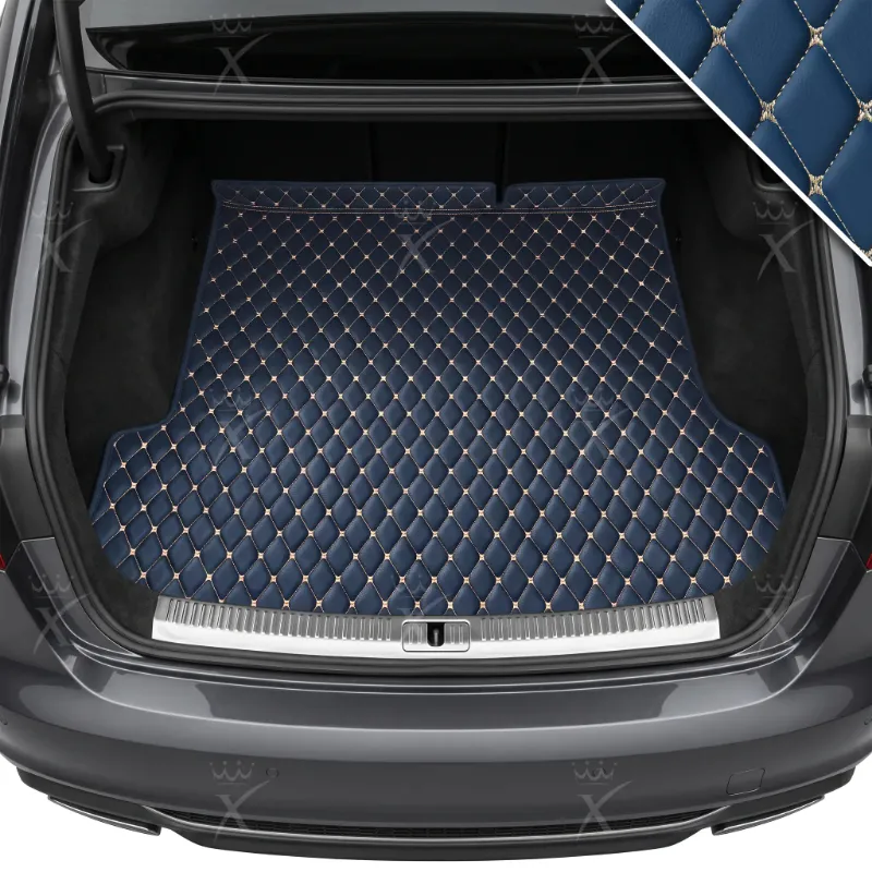 Luxus Car Mats Diamond Base Series trunk mat in Vintage Blue fitted inside a car's cargo area
