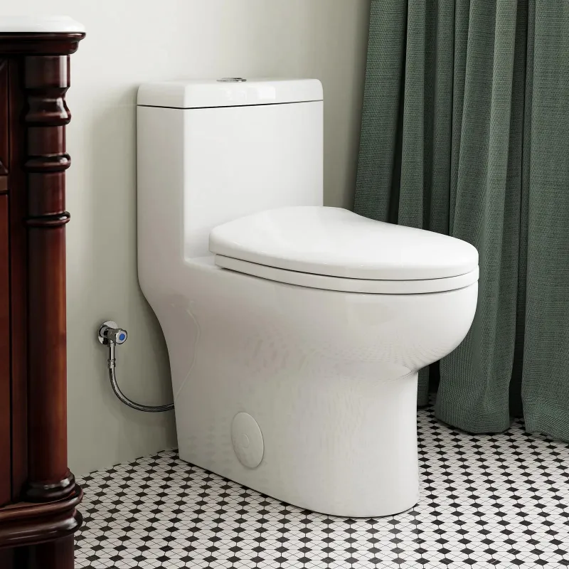 HOROW 76D one-piece toilet showing quick-release seat and modern design