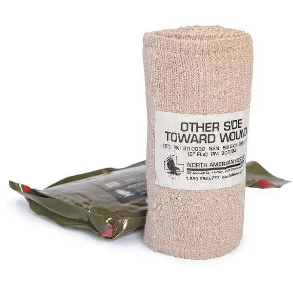 ViTAC Solutions NAR Emergency Trauma Dressing 6 inch flat-folded pressure bandage in vacuum-sealed packaging