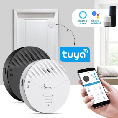 Wsdcam Smart Tuya WiFi Vibration Door & Window Alarm, compact white sensor with adhesive backing