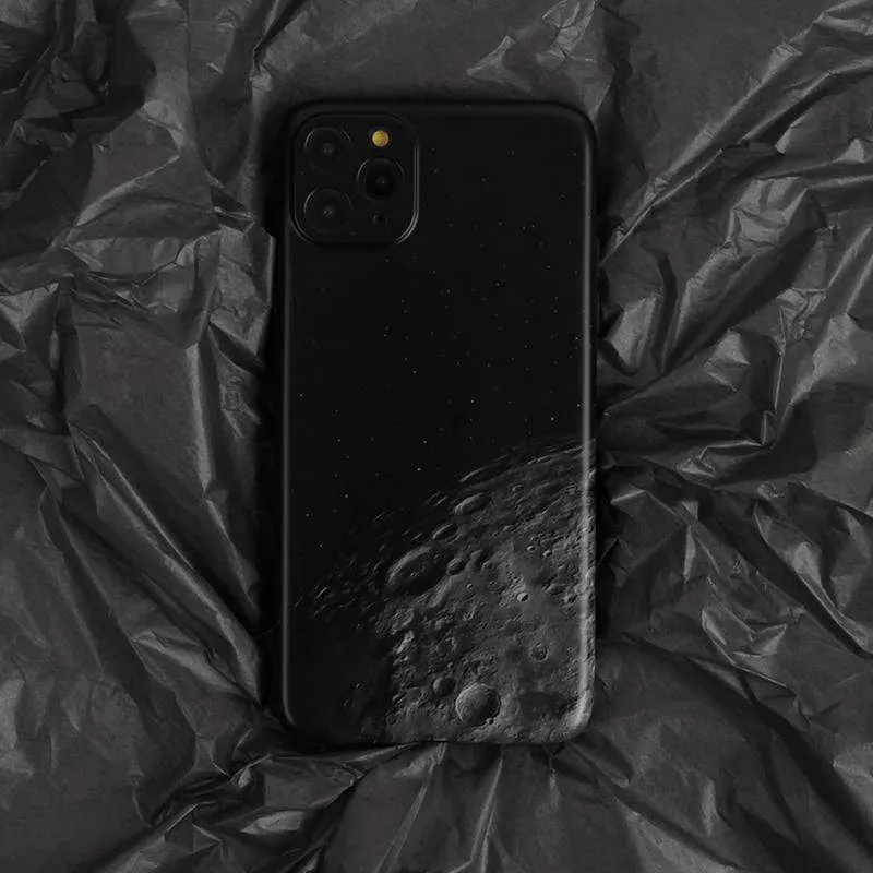 Techypop Moon Surface Silicone Shockproof Protective Designer iPhone Case showing textured moon surface pattern