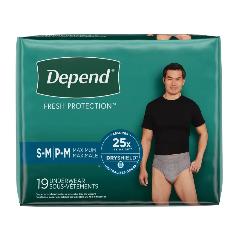 ActivKare Depend Fresh Protection Incontinence Underwear for Men in masculine grey