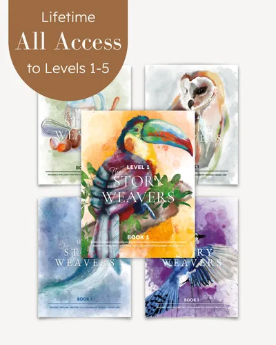 The Story Weavers Level 1-5 All Access Package curriculum bundle for families