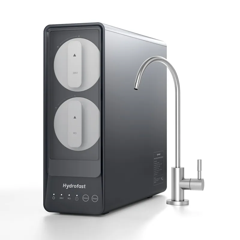 Hydrofast UB200T Under-Sink RO Filter System with filtration stages and installation components