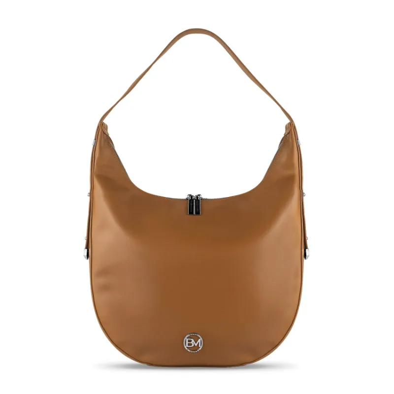 Bond & Mason The Léonie Handbag showing tall vegan leather handbag with silver-tone hardware