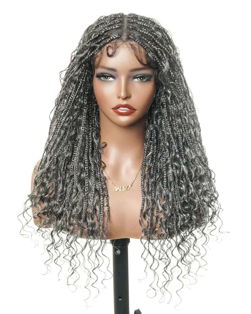 Jaliza Coco Glueless Human Hair Braided Wig Pre Cut HD Full Elastic Lace with boho curls