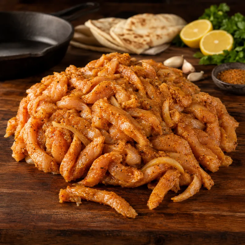 Halal World Depot Halal Chicken Shawarma Seasoned & Prepped marinated chicken meat