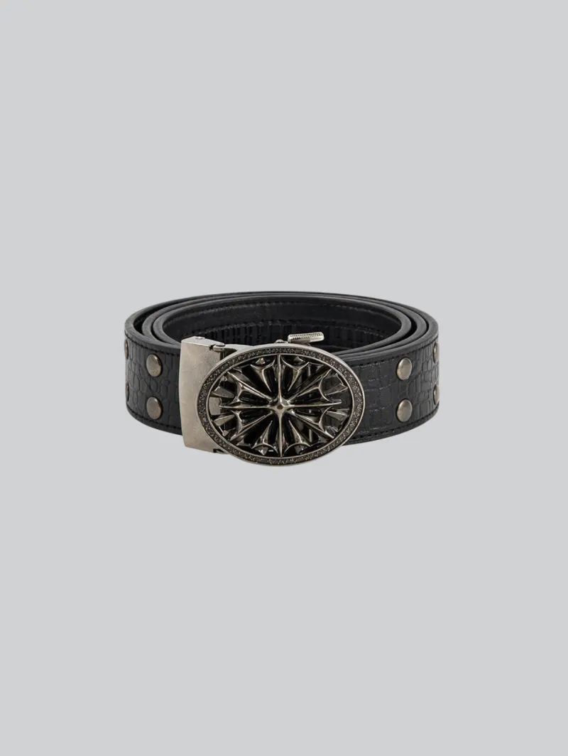 ARNTREAL Rivet Arncross belt in textured croc leather with automatic metal buckle