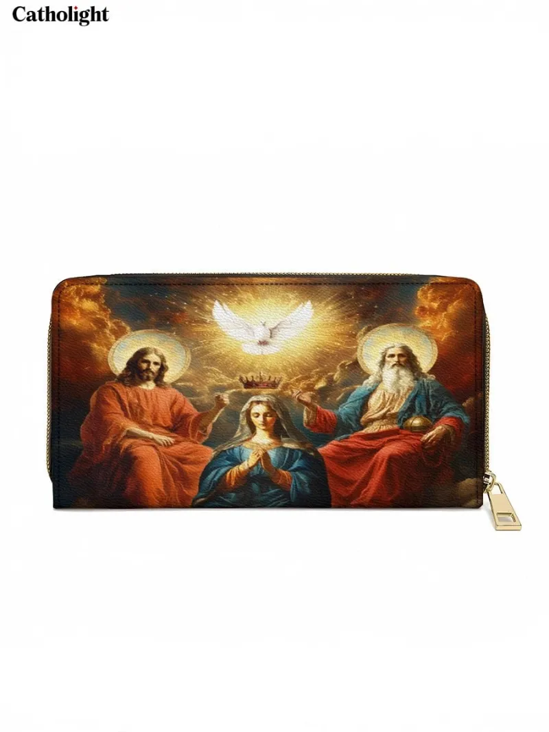 Catholight Coronation Of Mary Leather Wallet Purse with Mary crowned by the Holy Trinity