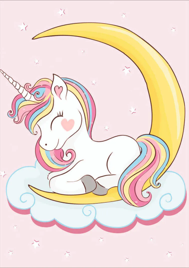 Varvikas 5D Diamond Painting 20×30 cm Dreaming Baby Unicorn, baby unicorn sleeping on cloud with crescent moon and stars