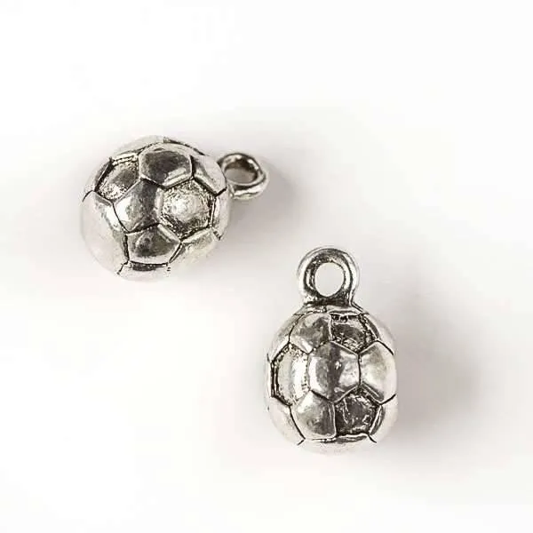 Cherry Tree Beads silver pewter soccer ball charms, 8 per bag