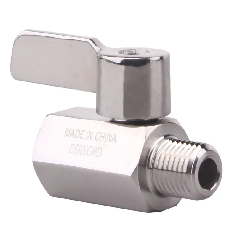 GrillPartsReplacement 1/4 inch Stainless Mini Ball Valve NPT Female x Male Thread SUS316