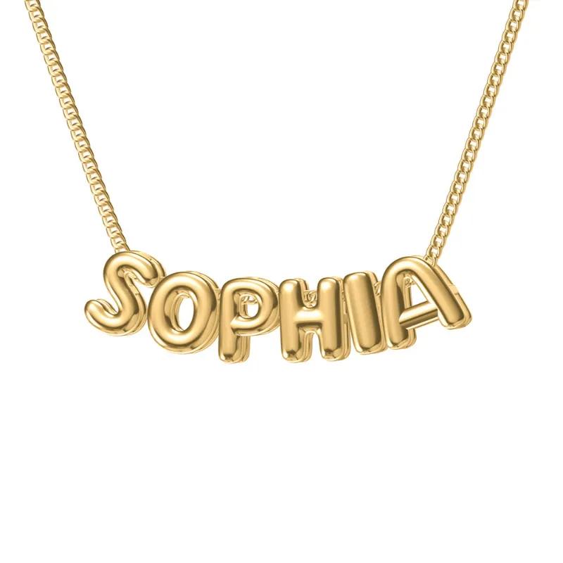 FabuLove Custom Bubble Letter Necklace with personalized bubble font