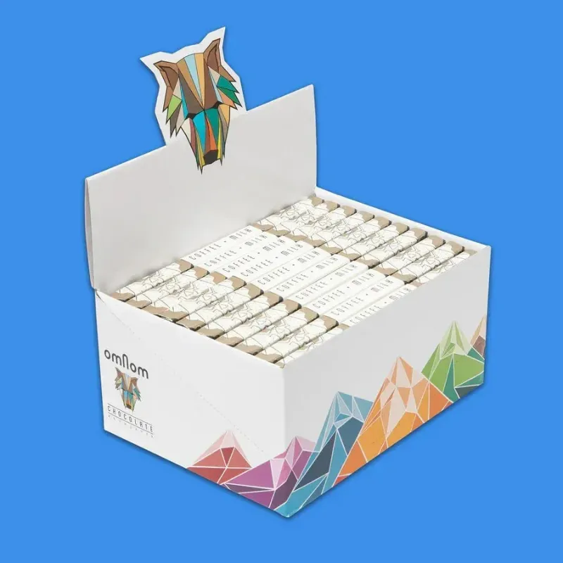 Nammi 10 Sea Salted Toffee Omnom Chocolate showing ten 60g bars of toffee chocolate
