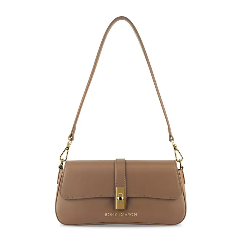 Bond & Mason The Cleo Handbag shown with vegan leather finish and gold-tone hardware