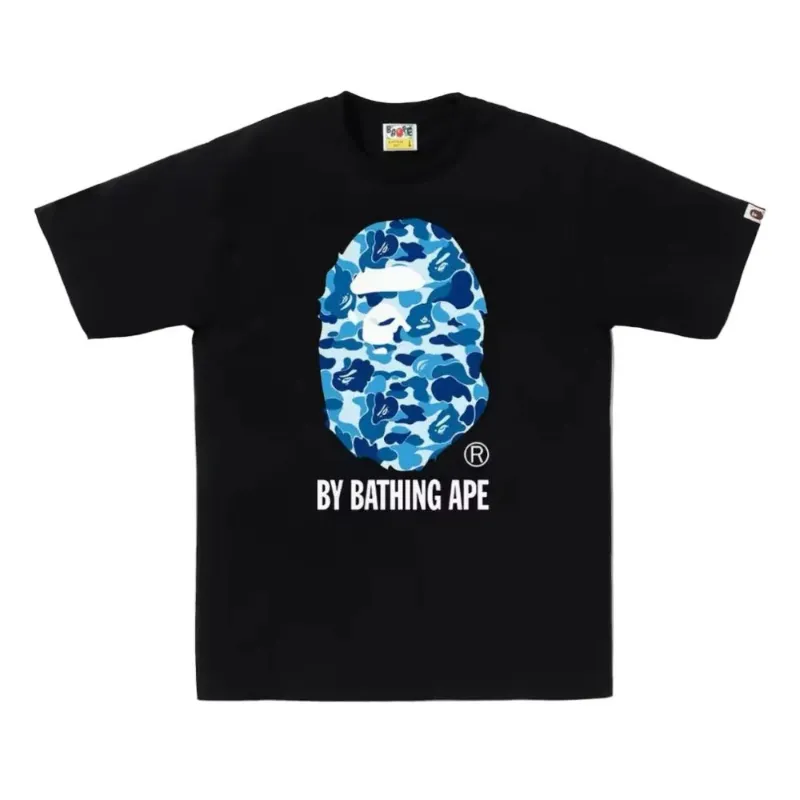 AfewVibe BAPE ABC Camo By Bathing Ape Tee Black Blue with blue camo logo on black crewneck