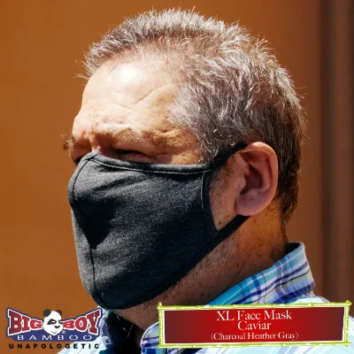 Big Boy Bamboo Comfortable XL Bamboo Face Masks for Beards and Big Faces in charcoal heather gray