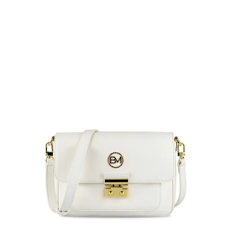 Bond & Mason The Marlowe Crossbody Bag shown as a compact vegan leather crossbody with gold hardware