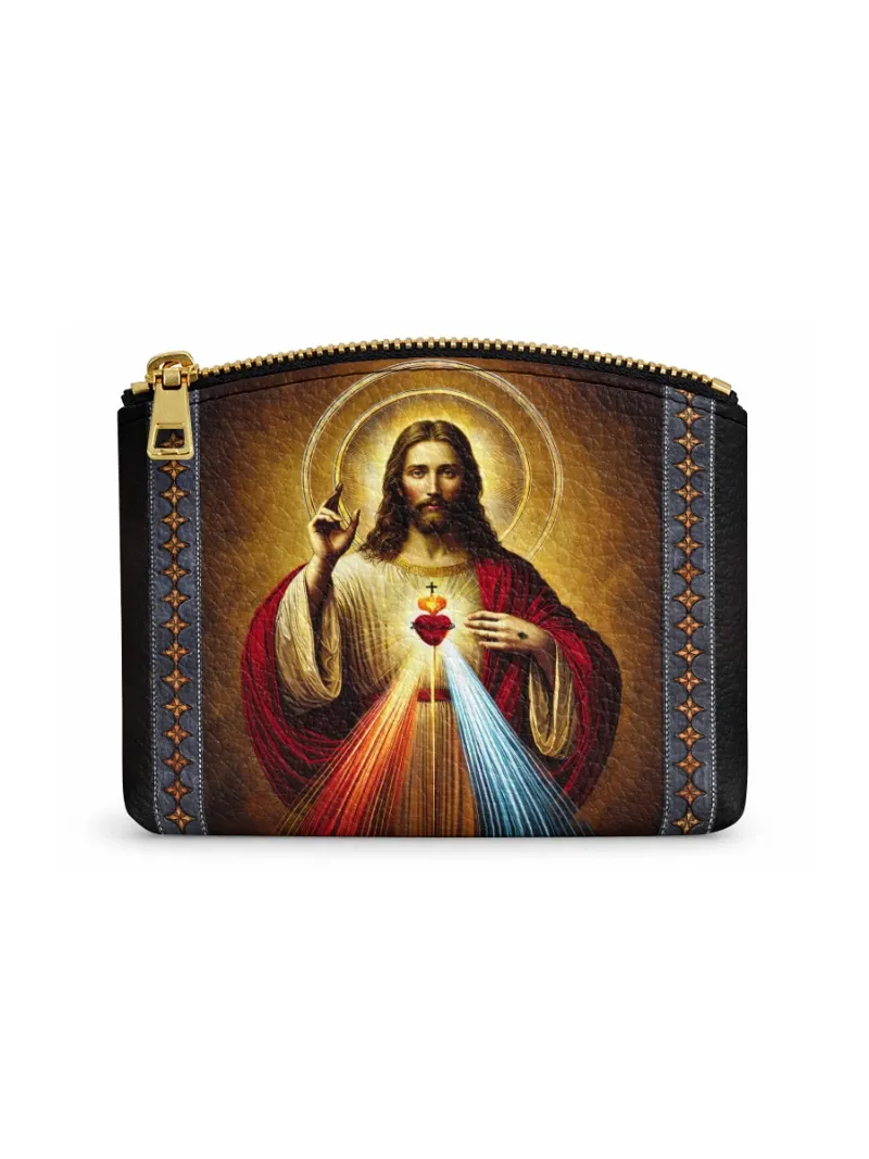 Catholight A Testament of Grace and Compassion Leather Rosary Pouch with faith-inspired design