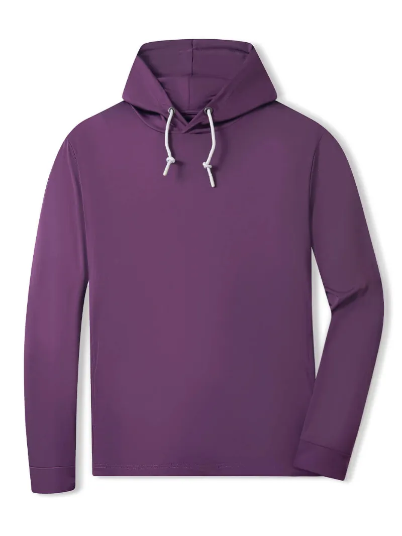 DTWOOO Solid Performance Hoodie in ink purple with drawstring hood and side pockets