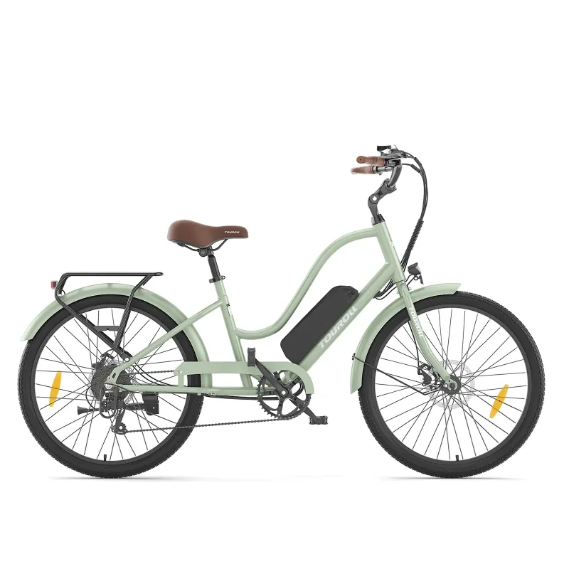Touroll B2 City Step-Thru Electric Bike, retro-style women's frame in sophisticated color