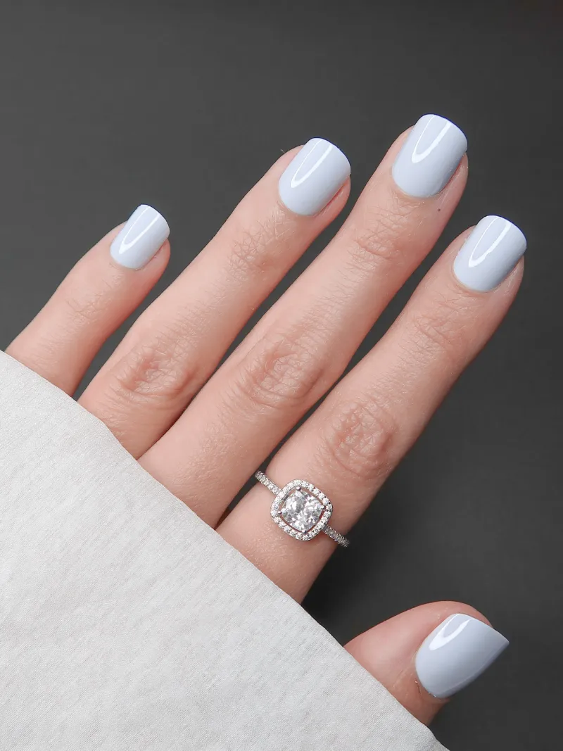 Roxy Nails Paris Daylight press-on nails in pale sky blue with glossy finish