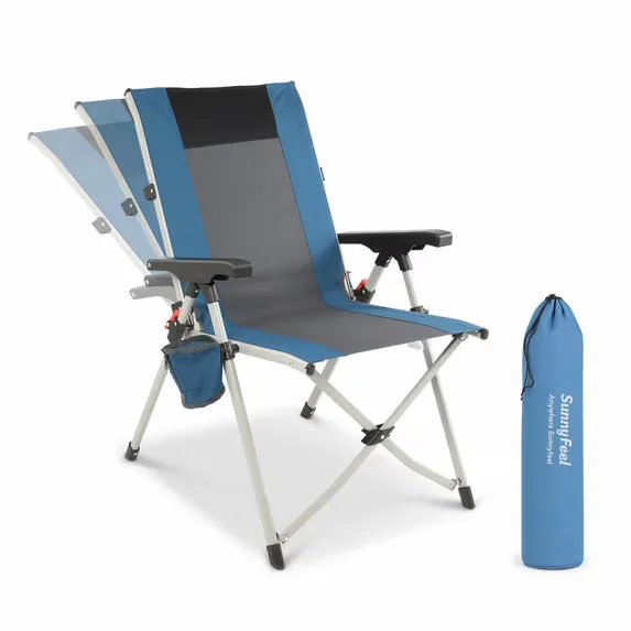 SunnyFeel Outdoor 3 Position Reclining Folding Camping Chair in blue